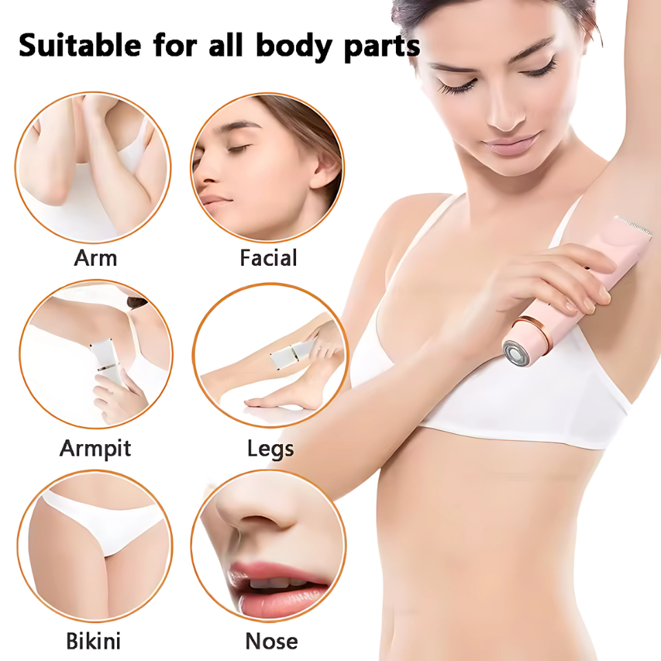 Women’s 2-in-1 Double-Head Electric Shaver & Epilator – Body, Leg, Underarm & Bikini Trimmer (Waterproof, USB)