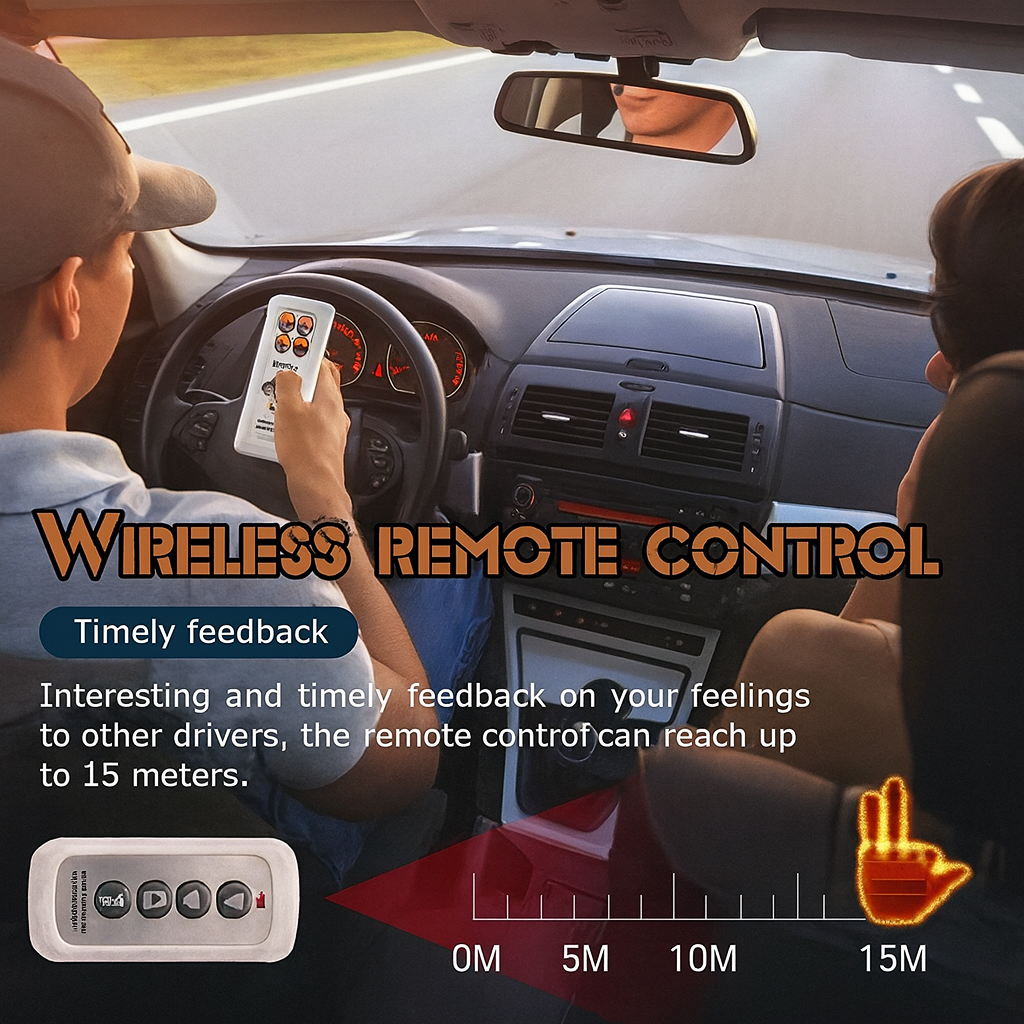 Aurece - Funny Car Middle Finger LED Light with Remote, Road Rage Signal, Brake Warning, Car Accessory