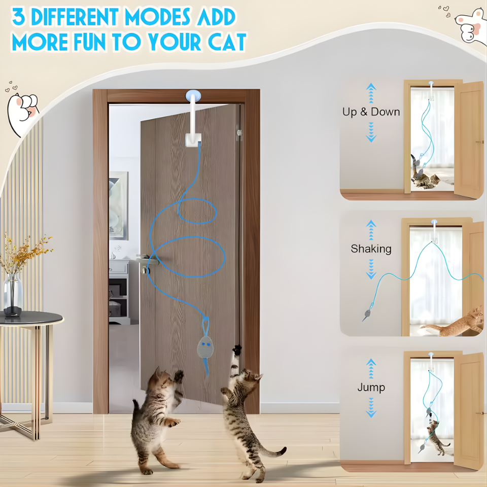 Cat Toys Electric Door Hanging Cat Toy Interactive Cat Toy USB Rechargeable Self Play Toy Retractable Kitten Toys