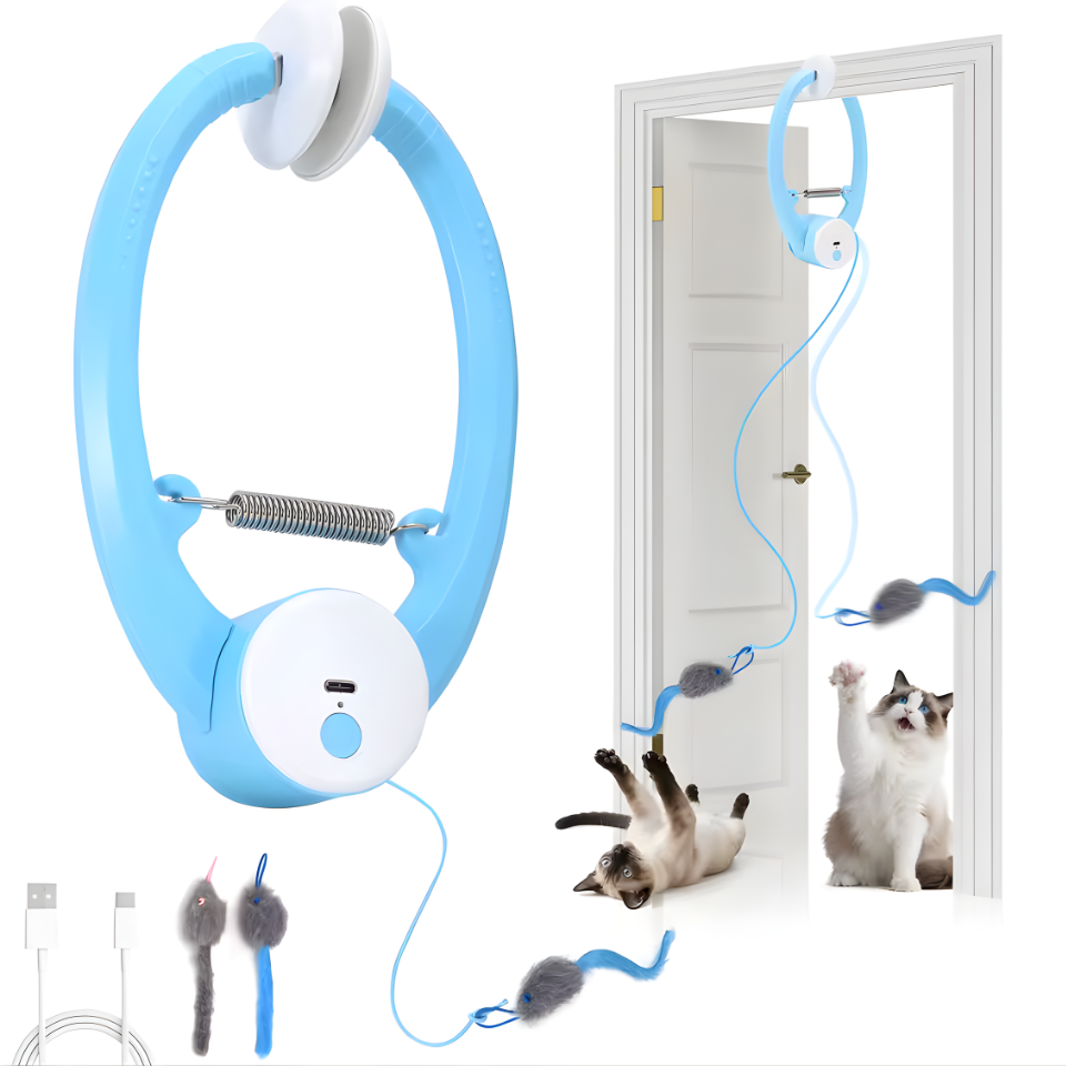Cat Toys Electric Door Hanging Cat Toy Interactive Cat Toy USB Rechargeable Self Play Toy Retractable Kitten Toys