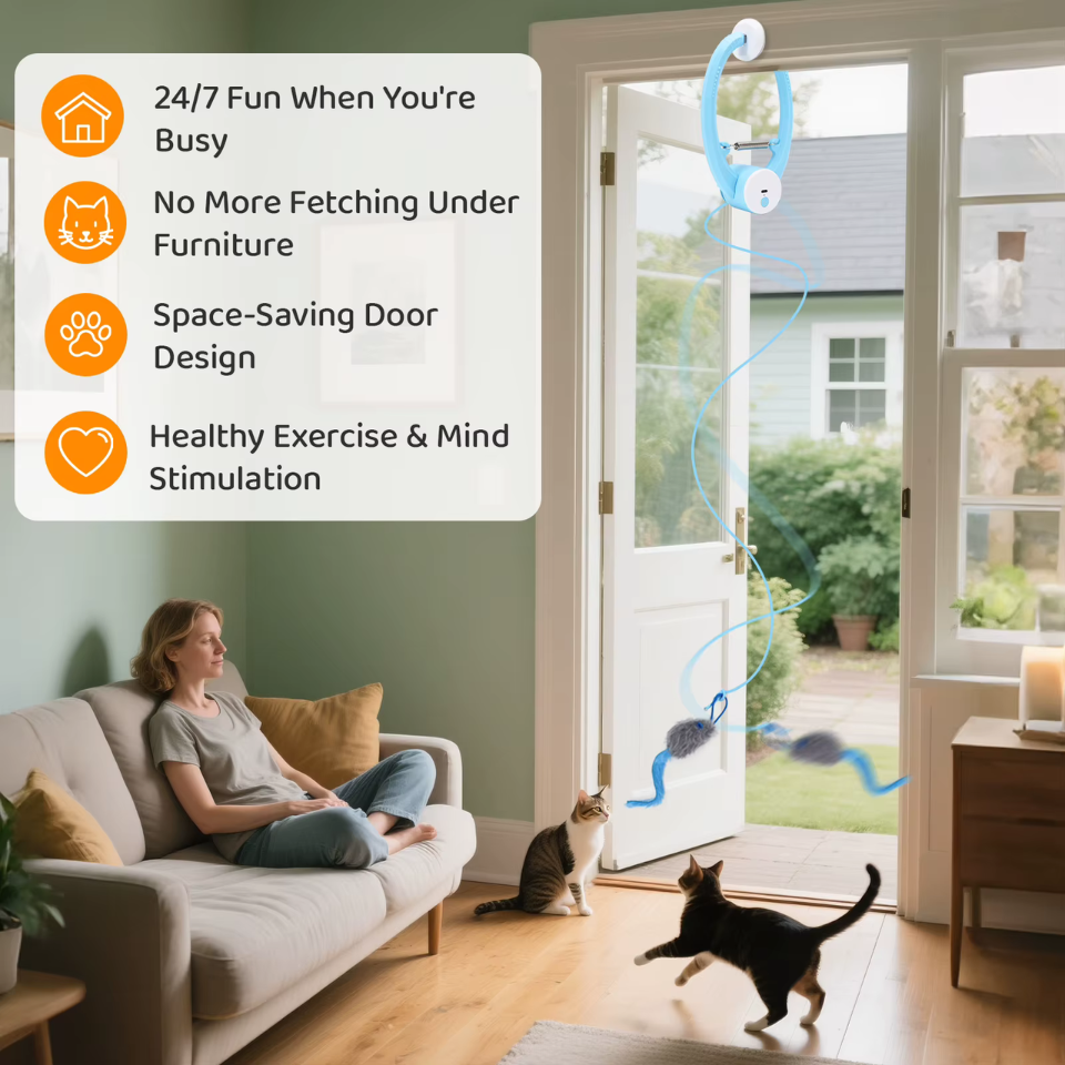 Cat Toys Electric Door Hanging Cat Toy Interactive Cat Toy USB Rechargeable Self Play Toy Retractable Kitten Toys