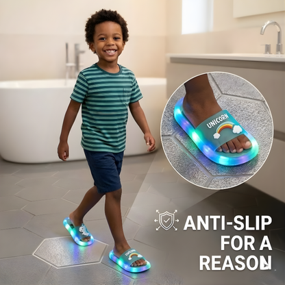 Children‘s Boys Girls Slippers Cartoon Unicorn Animals Prints Shoes Lighted Fashion Cute Shoes Bathroom Kids Toddler Slippers