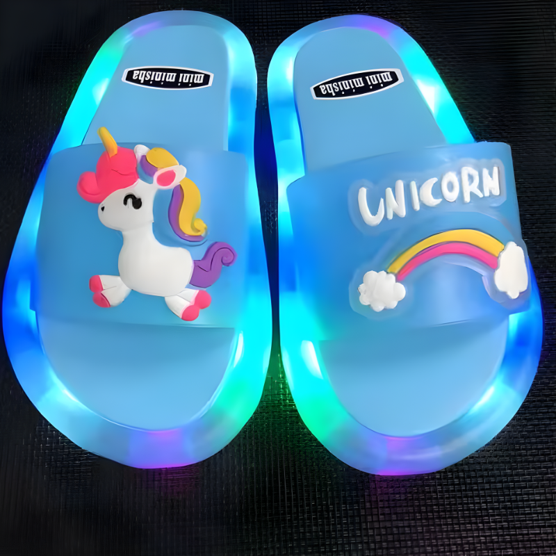 Children‘s Boys Girls Slippers Cartoon Unicorn Animals Prints Shoes Lighted Fashion Cute Shoes Bathroom Kids Toddler Slippers