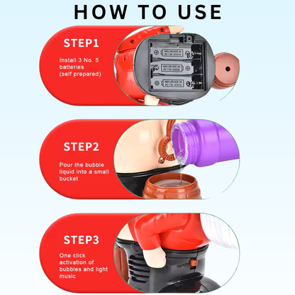 Christmas Santa Claus Bubble Machine with Music & Light Farting Soap Bubble Toy Electric Santa Butt Bubble Blower Xmas Kids Gift