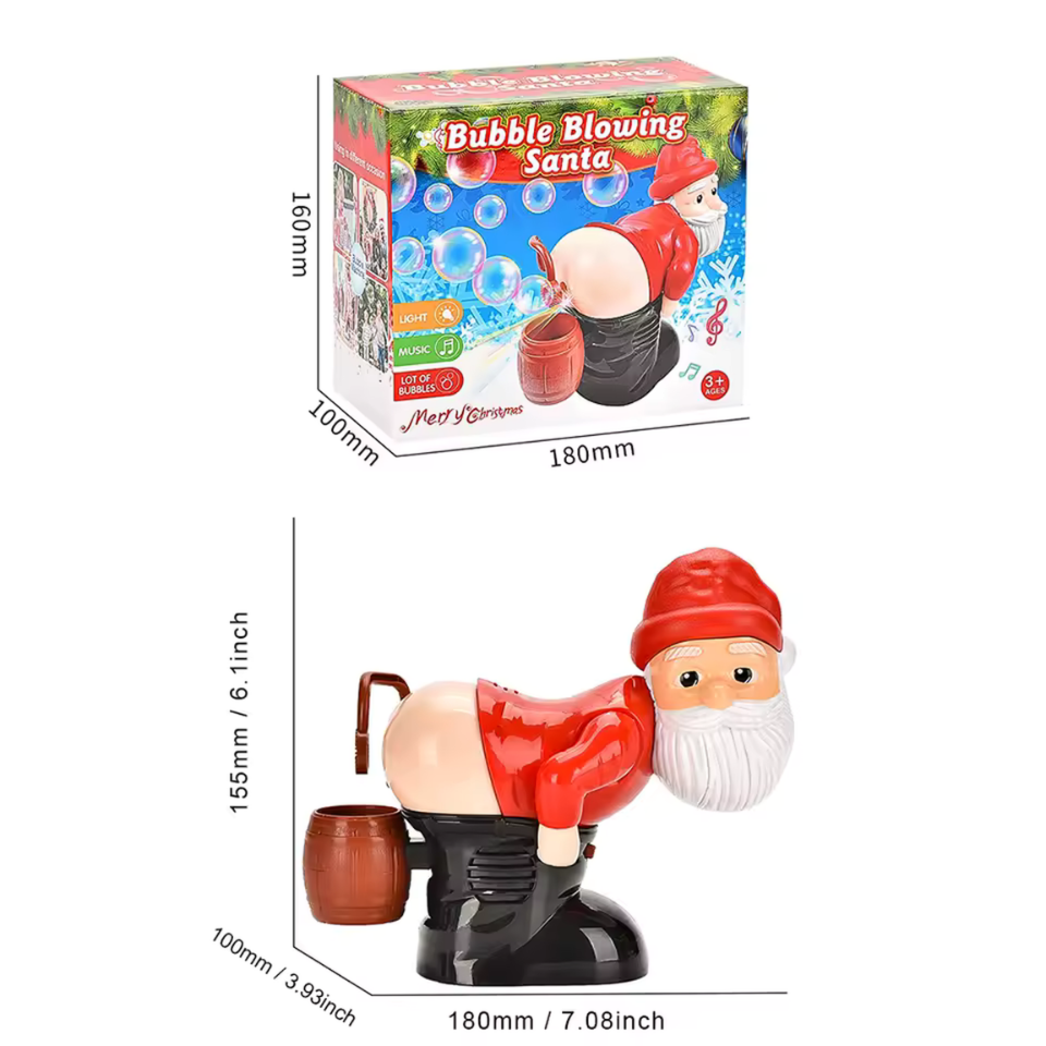 Christmas Santa Claus Bubble Machine with Music & Light Farting Soap Bubble Toy Electric Santa Butt Bubble Blower Xmas Kids Gift