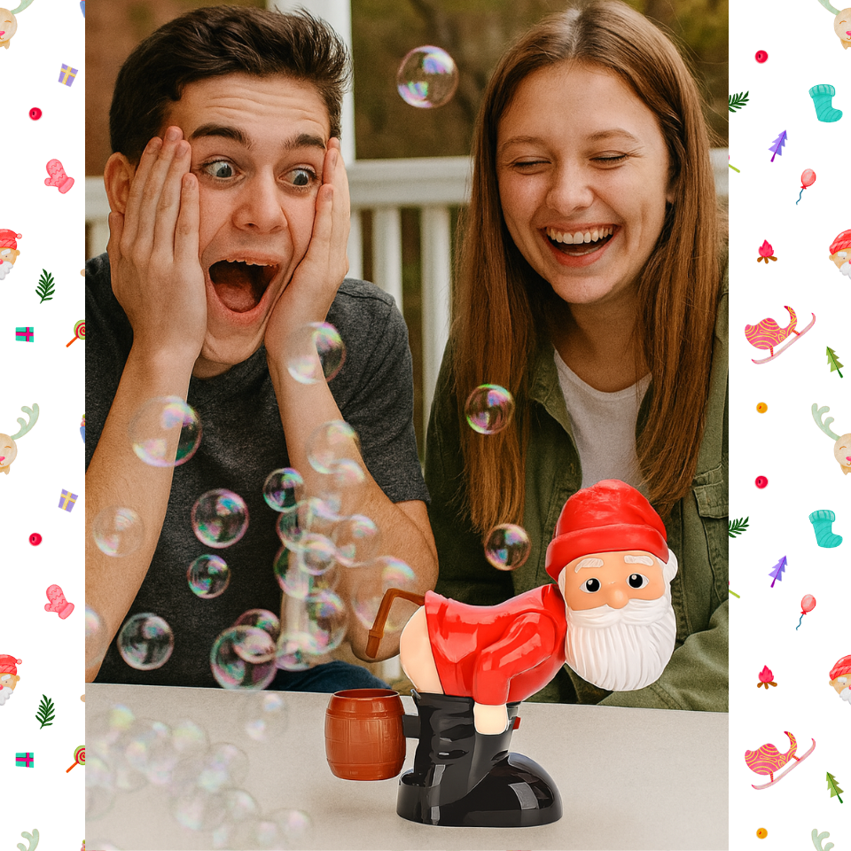 Christmas Santa Claus Bubble Machine with Music & Light Farting Soap Bubble Toy Electric Santa Butt Bubble Blower Xmas Kids Gift