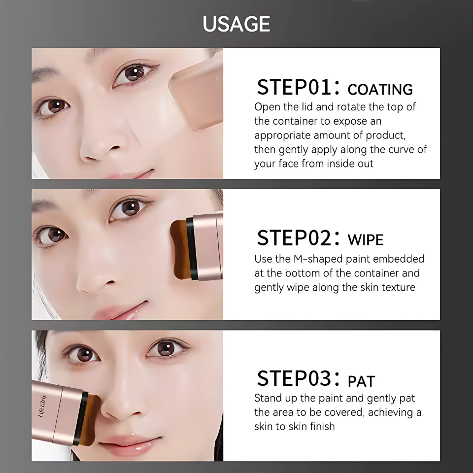 , Bling, Radiance, Thin and Lightweight Double-Ended Makeup Foundation That Can Be Rotated for Easier Application, with Its Own Brush for Waterproofing, Making It Easy to Apply Makeup and Suitable for Beginners