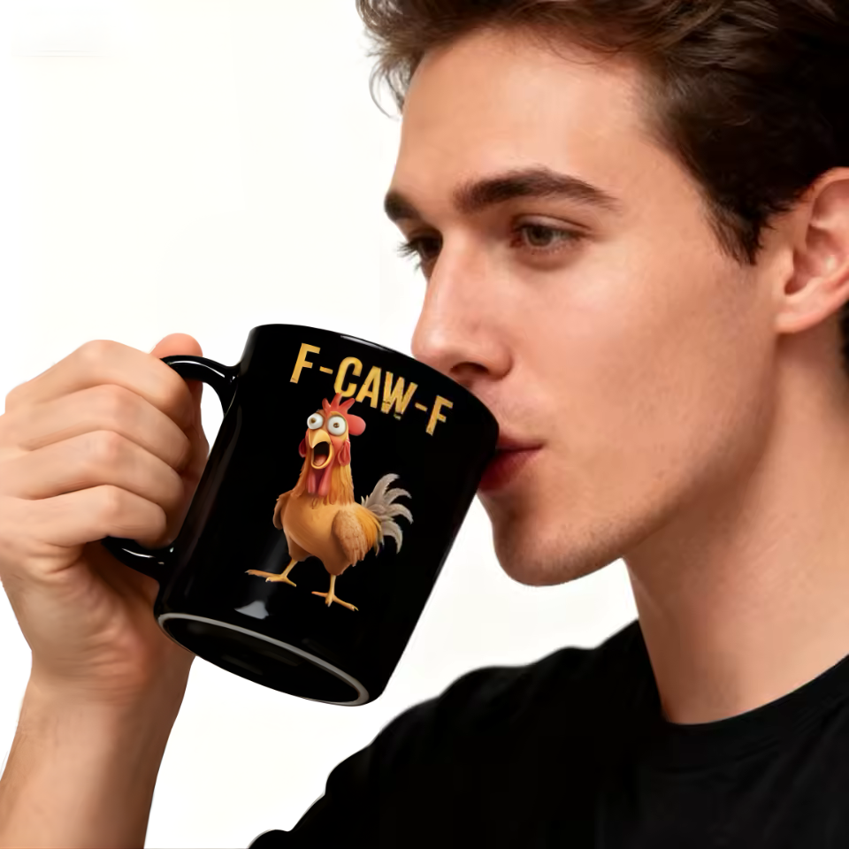 Coffee Mug Ceramic Funny F-Caw-F Chicken FCAWF Coffee Cup Mugs Farmhouse Themed Mug Animal Tea Cup Christmas Gift For Friends