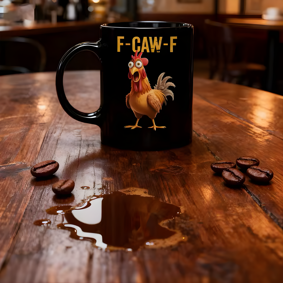 Coffee Mug Ceramic Funny F-Caw-F Chicken FCAWF Coffee Cup Mugs Farmhouse Themed Mug Animal Tea Cup Christmas Gift For Friends