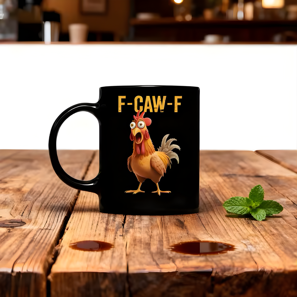Coffee Mug Ceramic Funny F-Caw-F Chicken FCAWF Coffee Cup Mugs Farmhouse Themed Mug Animal Tea Cup Christmas Gift For Friends