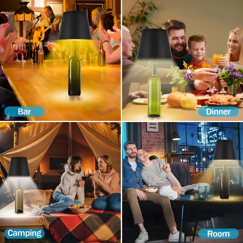 Creative Touch Control LED Wine Bottle Lamp Vases Decor Table Lamp Rechargeable Ambient Night Light for Bar Club Cafe Hotel Home