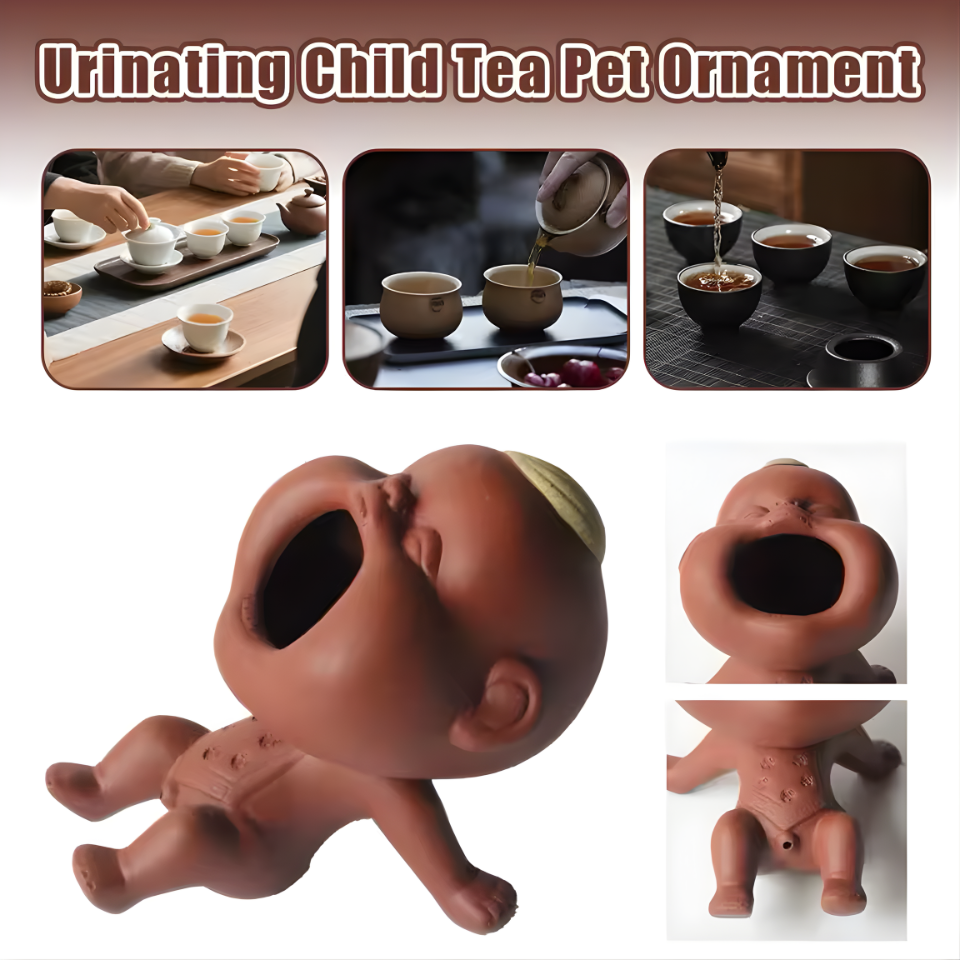 Cute Purple Sand Urine Boy Tea Pet Household Can Raise Tea Table Ornaments Fun Peeing Doll Tea Toy Set Accessories