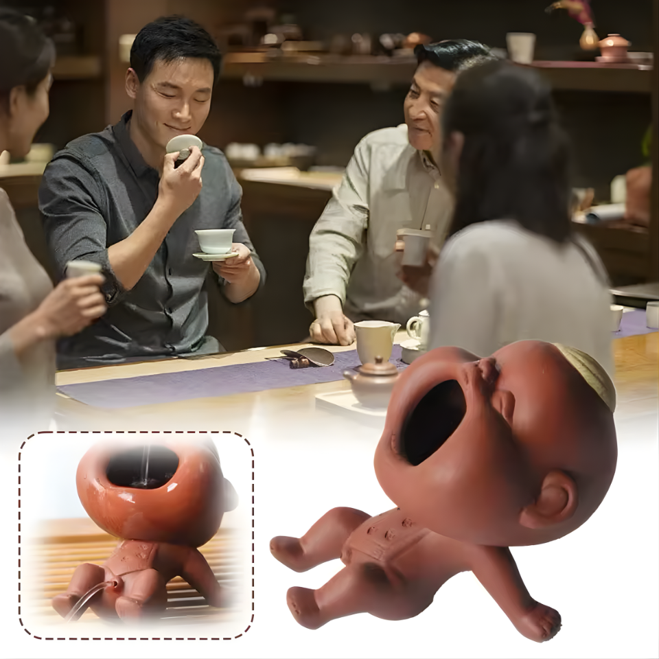Cute Purple Sand Urine Boy Tea Pet Household Can Raise Tea Table Ornaments Fun Peeing Doll Tea Toy Set Accessories