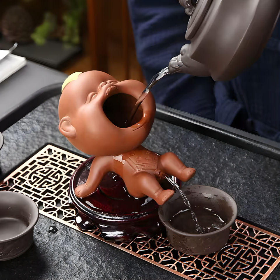 Cute Purple Sand Urine Boy Tea Pet Household Can Raise Tea Table Ornaments Fun Peeing Doll Tea Toy Set Accessories