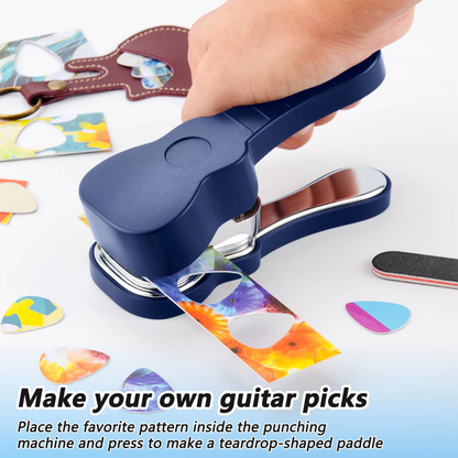 DIY Guitar Pick Punch Maker, Recycled Plastic Cards to Plectrum for Acoustic Electric Bass, with 15 PCS Pick Strips