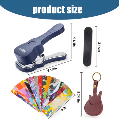 DIY Guitar Pick Punch Maker, Recycled Plastic Cards to Plectrum for Acoustic Electric Bass, with 15 PCS Pick Strips