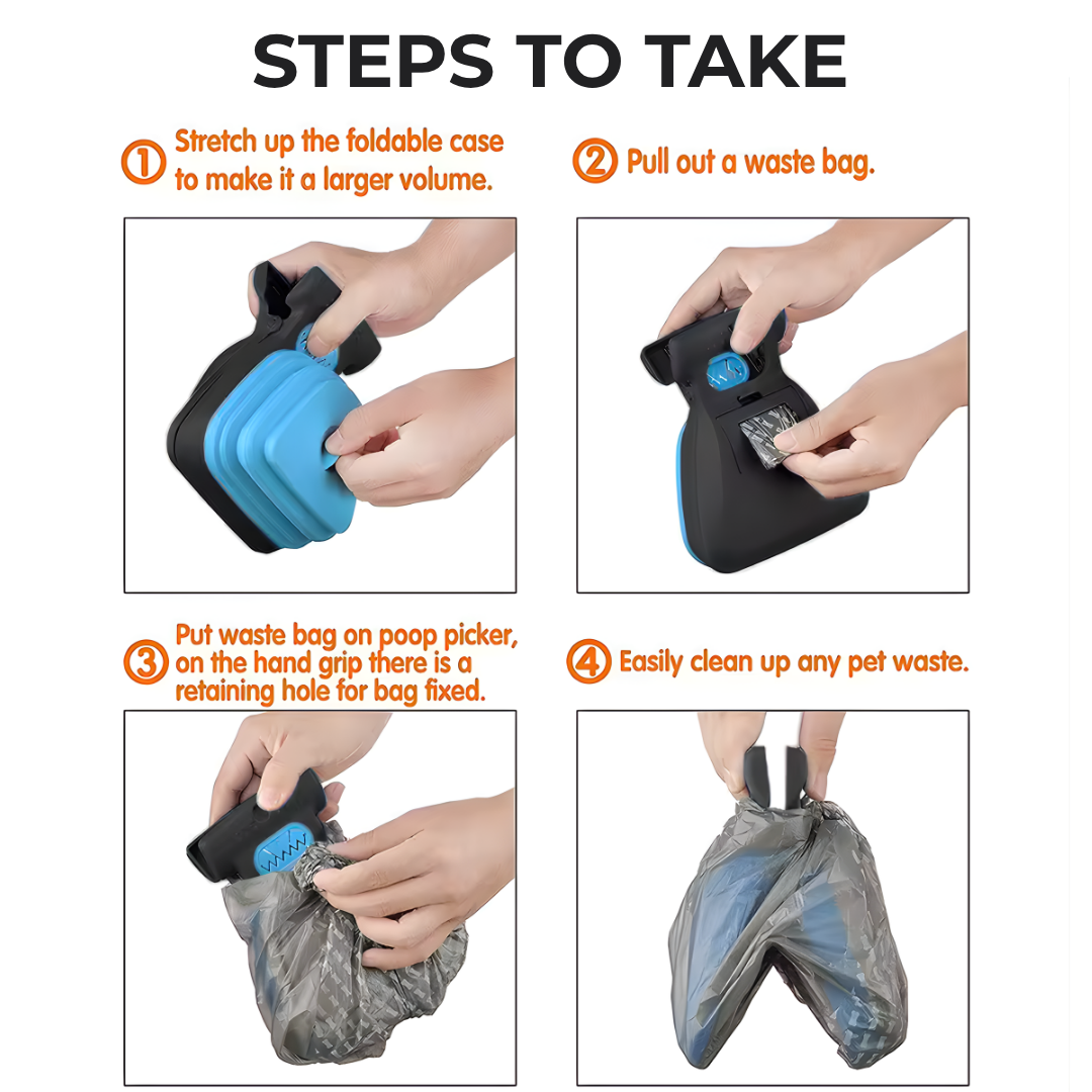 Dog Pet Travel Foldable Pooper Scooper With 1 Roll Decomposable bags Poop Scoop Clean Pick Up Excreta Cleaner