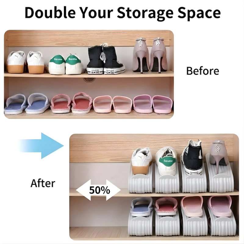 Durable Adjustable Shoes Rack Double layer Space Saving Shoes Organizer Orderly Organization Shoe Slots Organizer