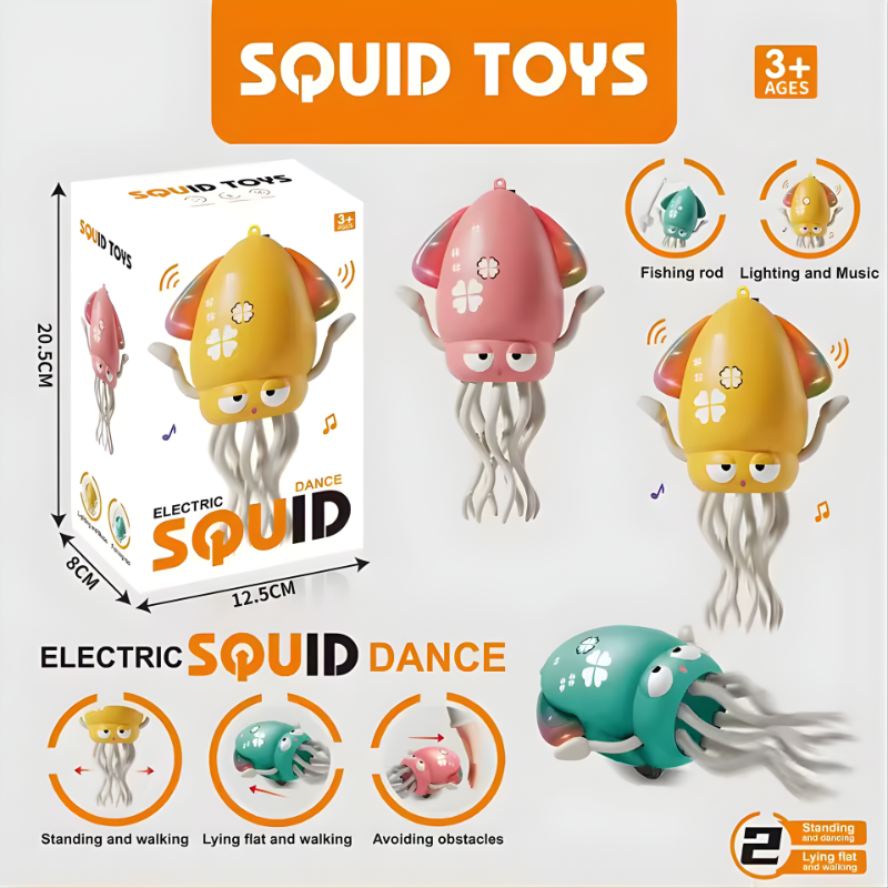 Electric Dancing Squid Auto-Sensing Obstacle Avoidance Electronic Pet with Music and Light Rechargeable Interactive Toy Gifts