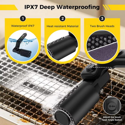 Electric Grill Cleaning Brush Rotary BBQ Cleaner Tool 3-Speed 2600mAh Cordless Rechargeable Adjustable Angle Gifts for Men/Dad