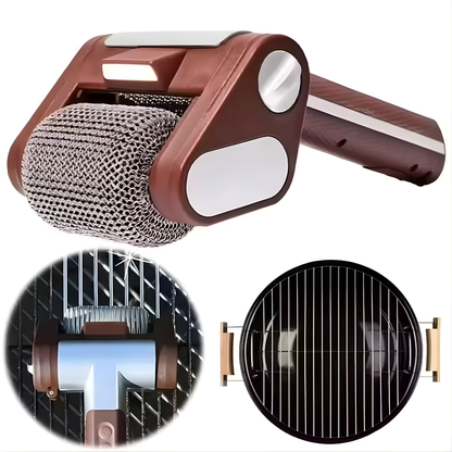 Electric Stainless Steel Grill Brush,Rechargeable Roller Type BBQ Grill Cleaner with LED Light,Outdoor Camping BBQ Cleaning Tool