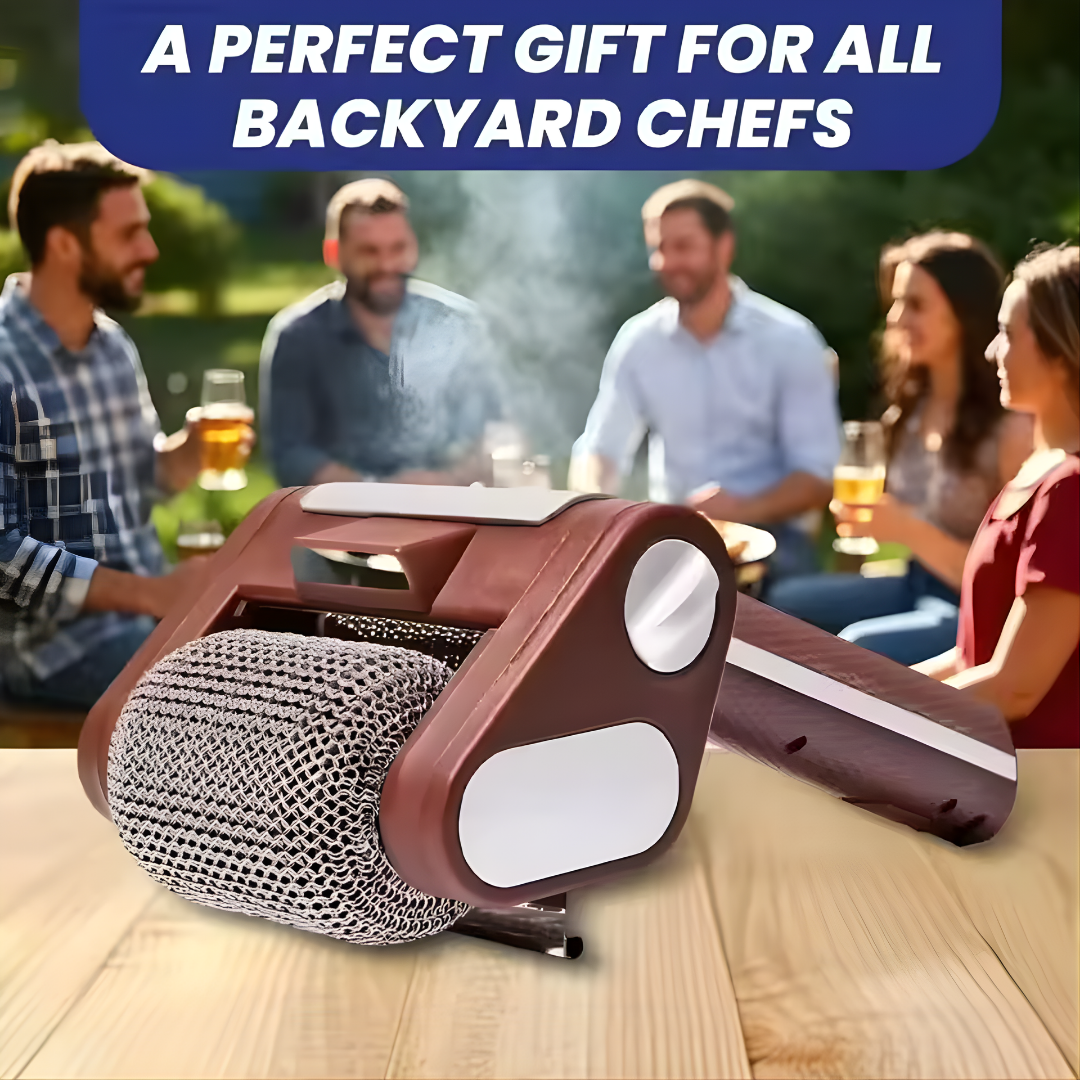 Electric Stainless Steel Grill Brush,Rechargeable Roller Type BBQ Grill Cleaner with LED Light,Outdoor Camping BBQ Cleaning Tool