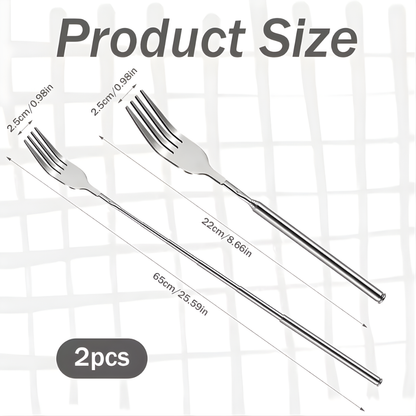  Expandable Stainless Steel Fork- 8.7 To 25.4 Inches, Adjustable Length for BBQ, Durable and Portable Design