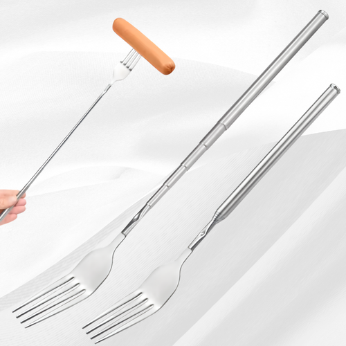 Expandable Stainless Steel Fork- 8.7 To 25.4 Inches, Adjustable Length for BBQ, Durable and Portable Design