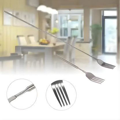  Expandable Stainless Steel Fork- 8.7 To 25.4 Inches, Adjustable Length for BBQ, Durable and Portable Design