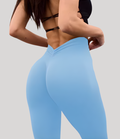 Seamless High Waist Sports Pants, Peach Hip Lift Back, V-Fold, Fitness Pants