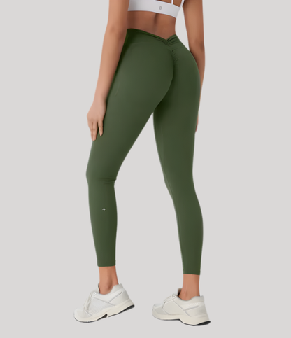 Seamless High Waist Sports Pants, Peach Hip Lift Back, V-Fold, Fitness Pants