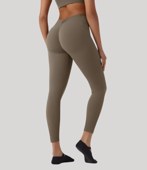 Seamless High Waist Sports Pants, Peach Hip Lift Back, V-Fold, Fitness Pants