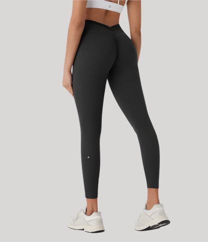 Seamless High Waist Sports Pants, Peach Hip Lift Back, V-Fold, Fitness Pants