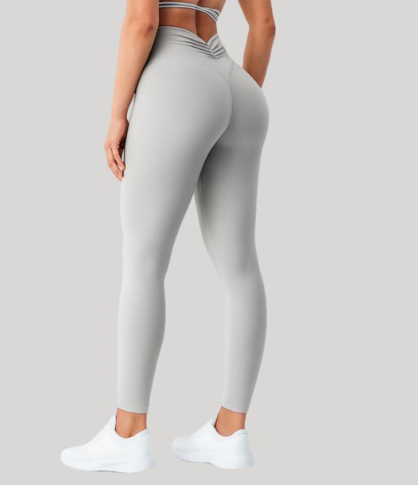 Seamless High Waist Sports Pants, Peach Hip Lift Back, V-Fold, Fitness Pants