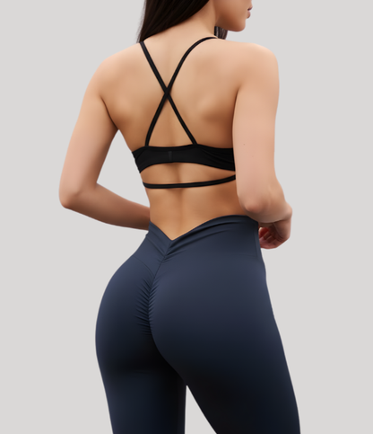 Seamless High Waist Sports Pants, Peach Hip Lift Back, V-Fold, Fitness Pants