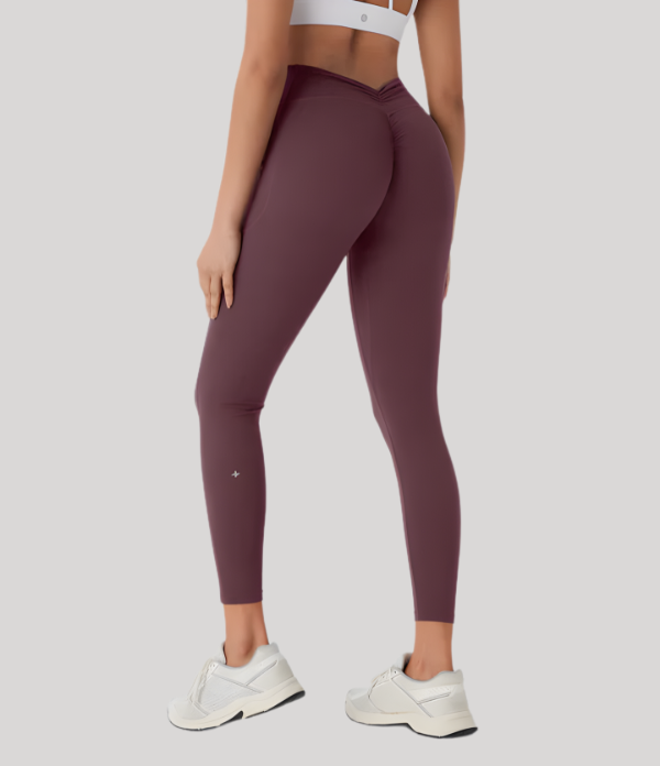 Seamless High Waist Sports Pants, Peach Hip Lift Back, V-Fold, Fitness Pants