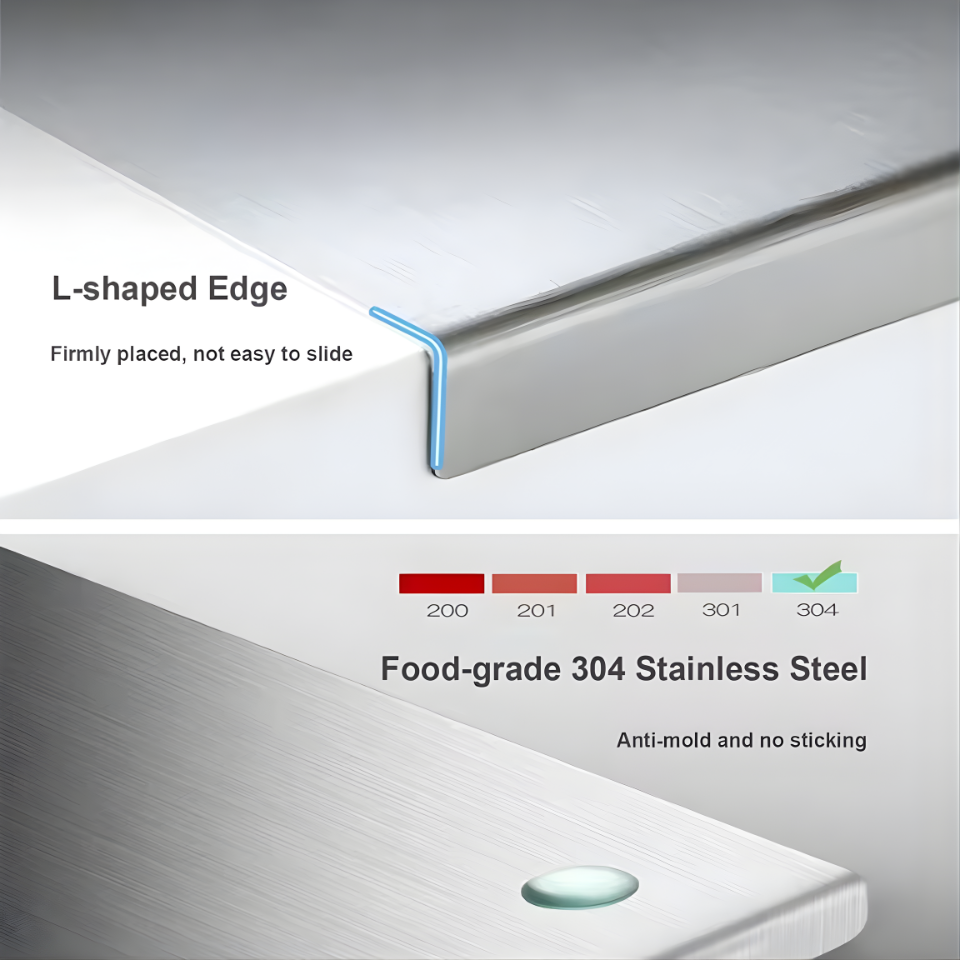 Food Grade Stainless Steel Chopping Board 304 Cutting Board Non-slip Edge Suitable for Cutting Vegetables Pastries Kitchen Tools