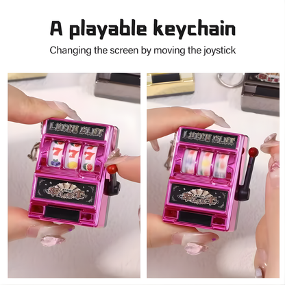Fruit Slot Machine Keychain Lucky Charm Jackpot Keychains Mini Casino Pendant Bag Charm Novelty Gifts for Kids Adults