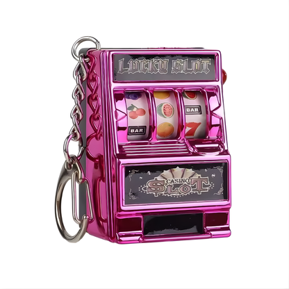 Fruit Slot Machine Keychain Lucky Charm Jackpot Keychains Mini Casino Pendant Bag Charm Novelty Gifts for Kids Adults