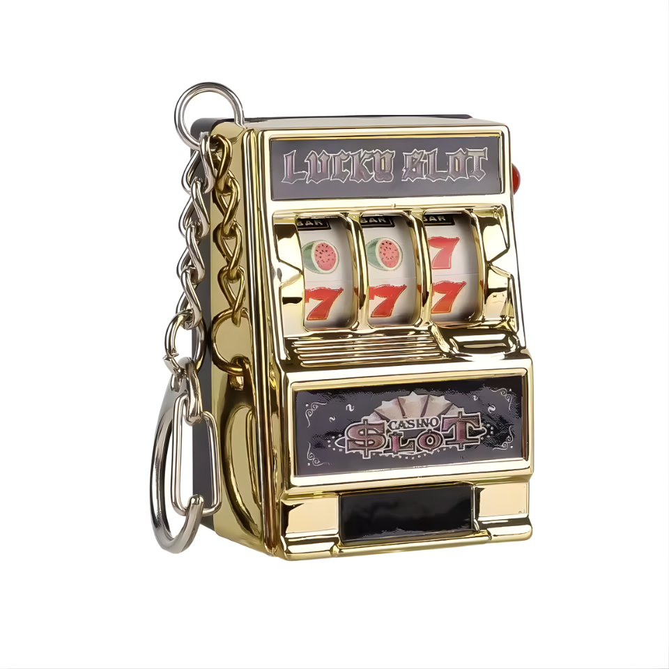 Fruit Slot Machine Keychain Lucky Charm Jackpot Keychains Mini Casino Pendant Bag Charm Novelty Gifts for Kids Adults