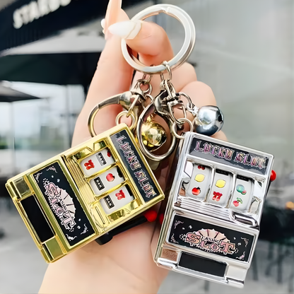 Fruit Slot Machine Keychain Lucky Charm Jackpot Keychains Mini Casino Pendant Bag Charm Novelty Gifts for Kids Adults