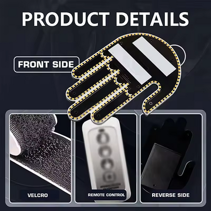 Aurece - Funny Car Middle Finger LED Light with Remote, Road Rage Signal, Brake Warning, Car Accessory