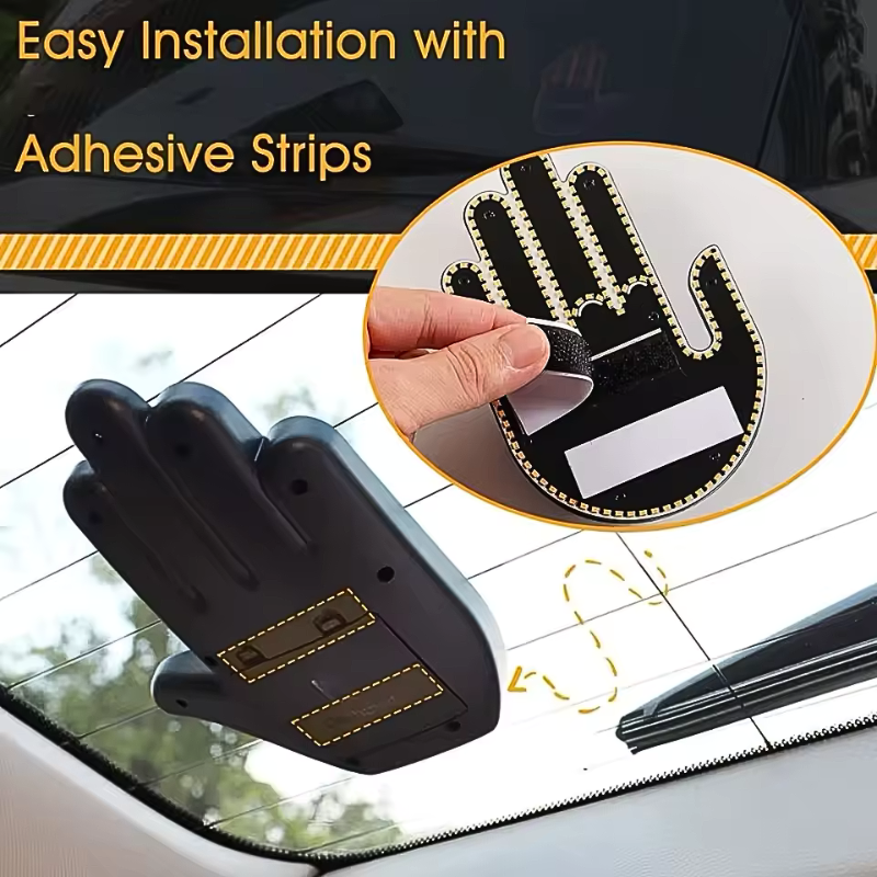 Aurece - Funny Car Middle Finger LED Light with Remote, Road Rage Signal, Brake Warning, Car Accessory