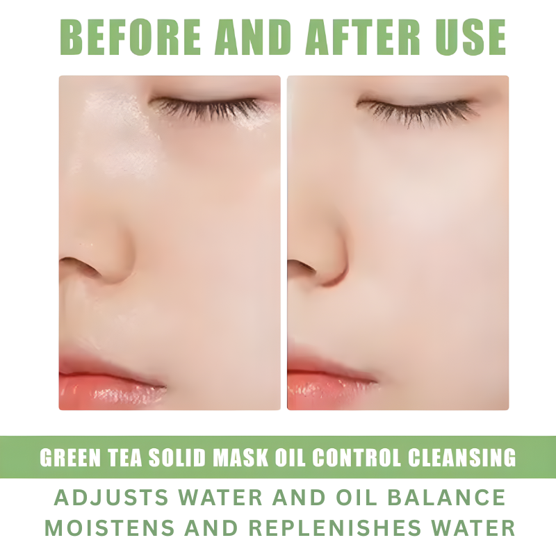 Green Tea Eggplant Solid Mask Deep Cleansing Oil Control Balance Antioxidan Shrink Pores Remove Blackheads Refreshing Mud Mask