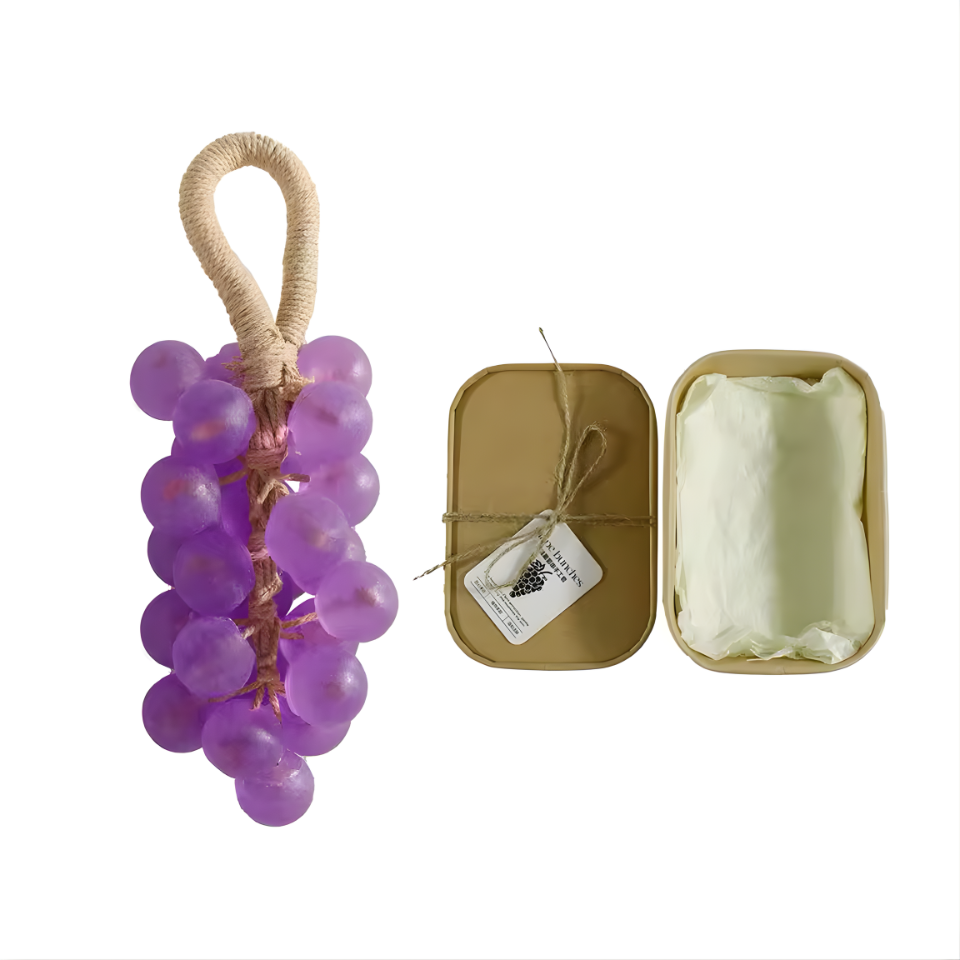 Grape Handmade Soap Natural DIY Crystal Soap Fruit Aroma Scented Soap Creative Gift For Home Fragrance Friend Gift Bathroom