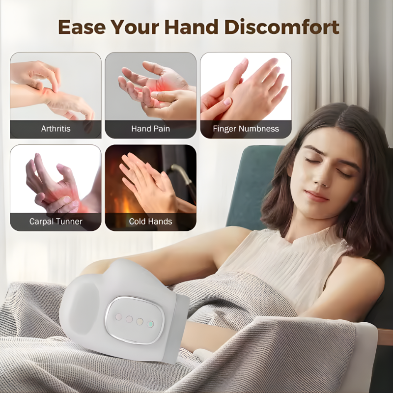 Hand Massager with Airbag Compression Finger Wrist Palm Massage Machine Vibration Glove for Hand Muscle Relax Gift for Men Women