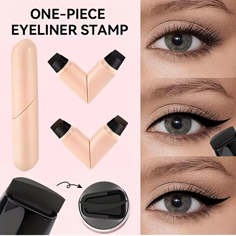 Heart-shaped Double Head Stamp Eyeliner Pen Long-Lasting Waterproof Non-smudging Novice Brown Black Eyeliner for Bold Eye Makeup