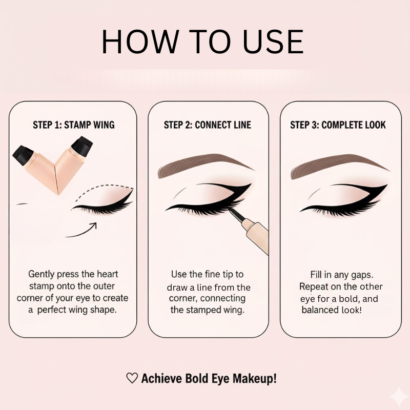 Heart-shaped Double Head Stamp Eyeliner Pen Long-Lasting Waterproof Non-smudging Novice Brown Black Eyeliner for Bold Eye Makeup