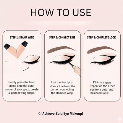 Heart-shaped Double Head Stamp Eyeliner Pen Long-Lasting Waterproof Non-smudging Novice Brown Black Eyeliner for Bold Eye Makeup