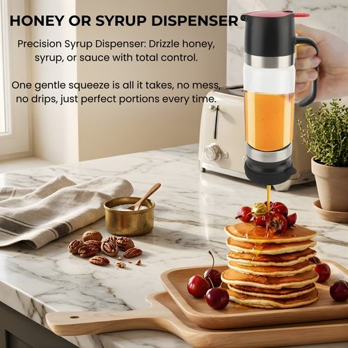 Honey Pot Anti Drip Syrup Dispenser Glass Honey Dispenser Pot 350ml Gentle Press Use Multipurpose Removable Top Cover for Home